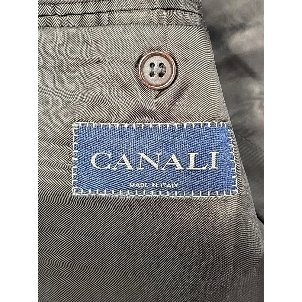 Canali Italy Super 120 Brown Pinstripe Bold Jacket Coat 52 L